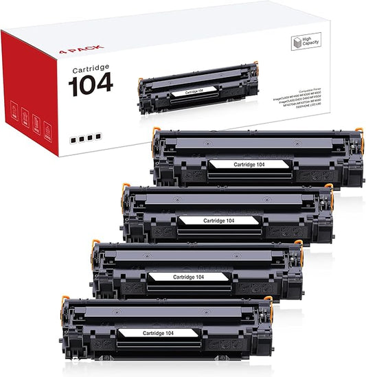 4-Pack 104 Black Toner Cartridge Replacement for Canon 104 CRG104 ImageClass D420 D480 MF4350D MF4370DN MF4150 MF4270 MF4690 Laser Printer