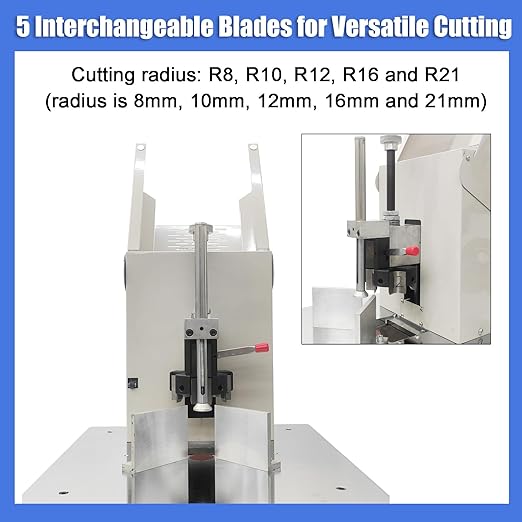 Heavy Duty Electric Round Corner Cutter, 110V Metal Fillet Paper Cutter with R8 R10 R12 R16 R21 Blades, Paper & Card Rounding Machine, Max 2.15in Punching Height for Cards, Books, Documents