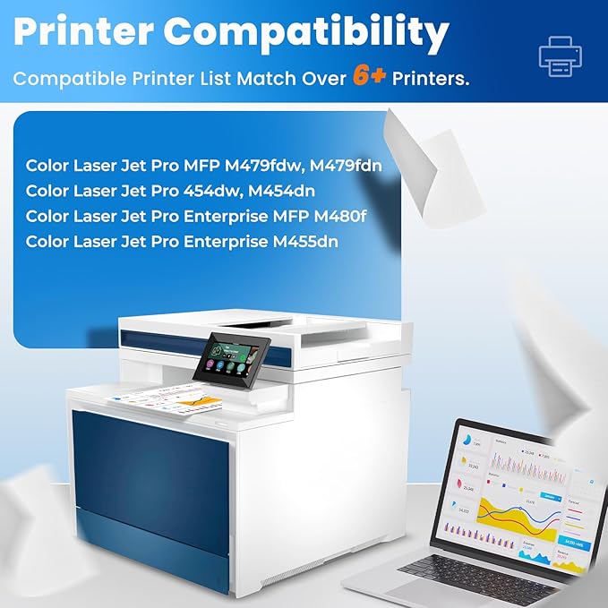 414X Toner Cartridges 4 Pack High Yield Color Laser Jet Pro MFP M479fdw M454dw Replacement for HP 414X Toner 414A for HP414X HP414A Works for MFP M479fdw M454dw M479fdn M454dn Enterprise M480f M455dn