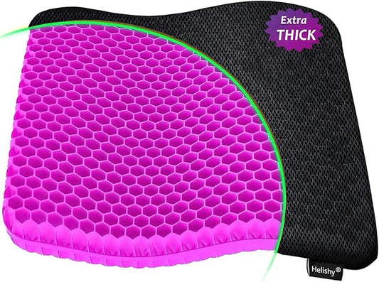 Gel Seat Cushion, Egg Seat Cushion for Tailbone, Back, Sciatica Pain Relief - Gel Enhanced Chair Pads with Non-Slip Cover for Office Home Chair Car Seat Wheelchair (Extra Thick, Violet)