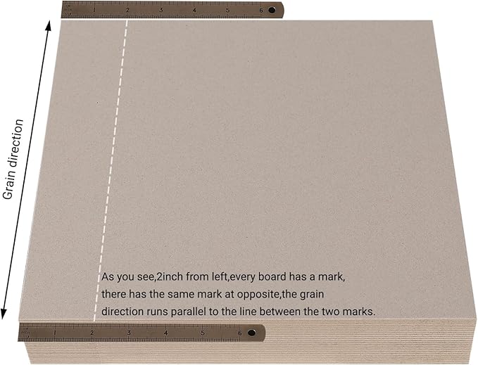 25 Pcs Book Board, Binder Board, Cover Board, Heavy Duty Chipboard for Book Binding, DIY Cardboard (Gray, 12 x 12 Inch 100PT)