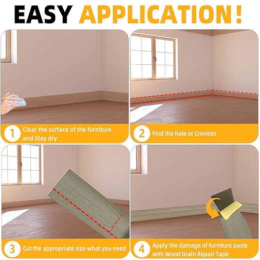 GSCIT Club Walnut Wood Tape, 2.4 inch X 15ft Self Adhesive Wood Grain Repair Tape Silver Walnut Repair Patch for Tables, Chairs, Baseboards, Doors, Windows, Floors