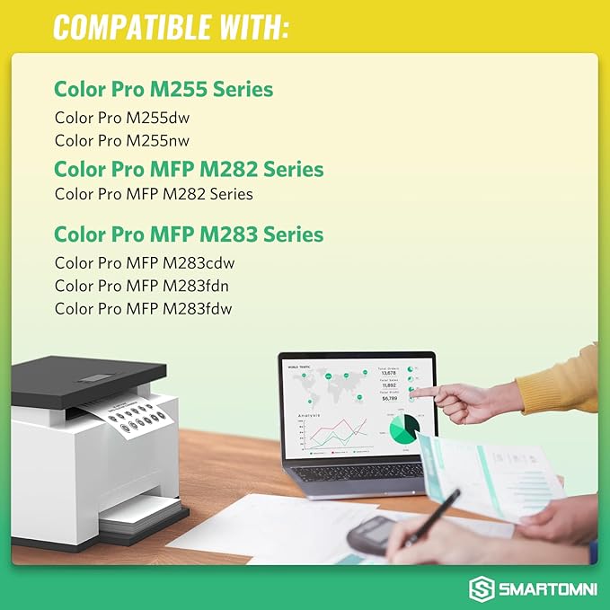 206X 206A High Yield Toner Cartridges 4 Pack (with Chip) Works with HP Color Pro MFP M283fdw M283cdw, Pro M255dw M255nw, MFP M282nw M283 M282 M255 Printer | W2110X W2111X W2112X W2113X 206A W2110A