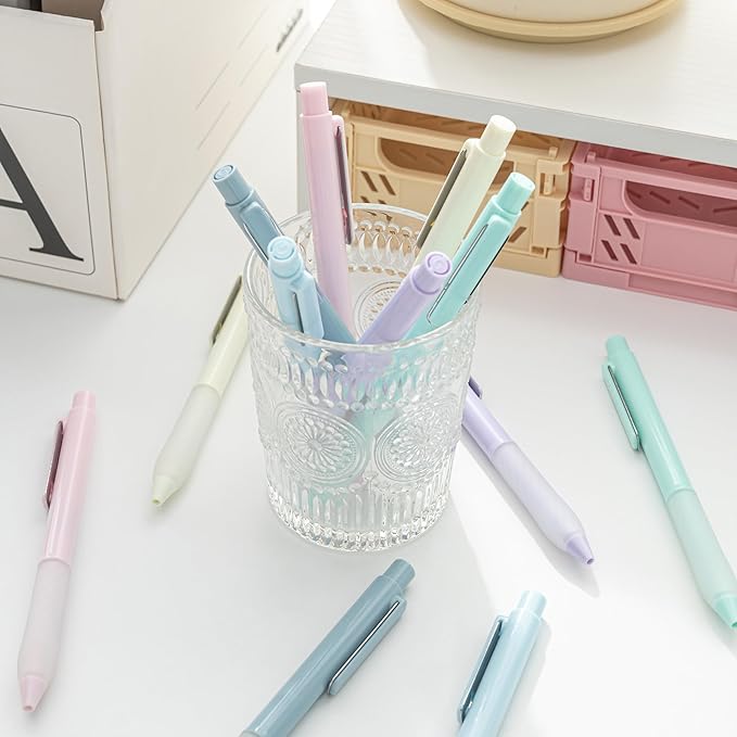 Gel Pens Black Ink Fine Point 0.5mm Retractable Cute Pen for Smooth Writing School Office Supplies (Silver 12-count)