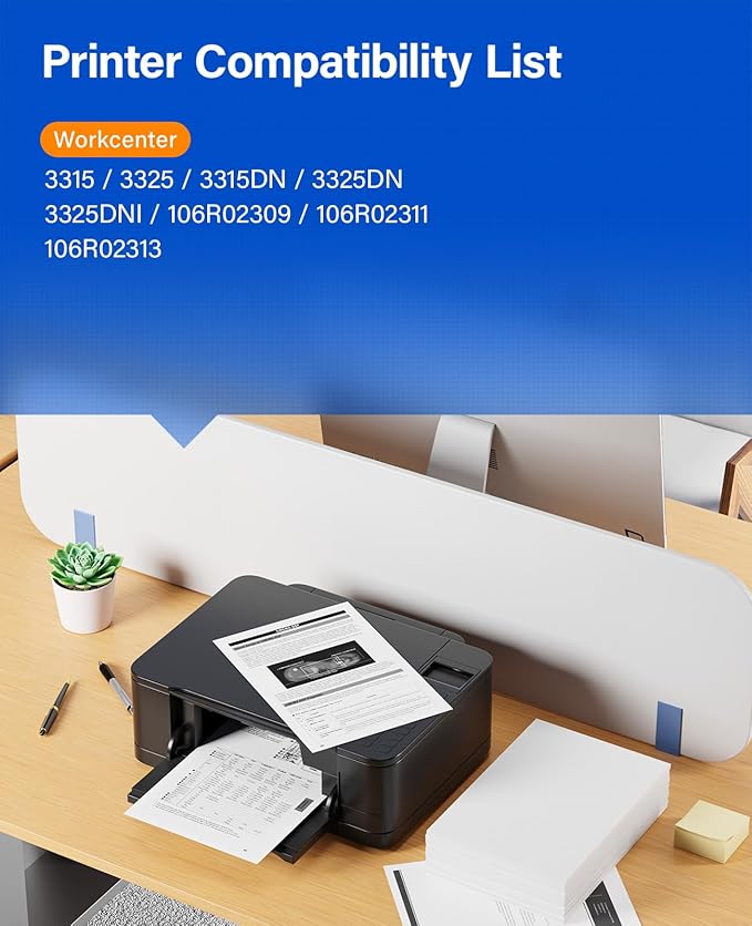3315 3325 Toner Cartridge Black High Capacity 1-Pack Replacement for Xerox 106R02305 106R02307 Toner Compatible with Xerox Workcenter 3315 3325 3315DN 3325DN 3325DNI Laser Printer Ink All-in-One Copy
