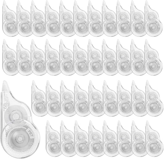 40 Pcs Correction Tape, 39.4 Ft White Wrong Out Tear-Resistant Bulk, Instant Corrections Easy To Use Applicator for School, Office, Note Taking, Journal (Tape Width 0.2 in, Clear)