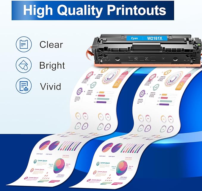 218X Toner Cartridges 4 Pack (with Chip) 3301fdw Replacement for HP 218X 218A Work for HP Color Laserjet Pro MFP 3301fdw 3201dw 3301sdw 3301cdw Printer High Yield Ink W2180X W2180A (4 Pack, B/C/Y/M)
