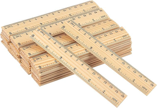 288 Packs Wooden Rulers, 6 Inch Double Sided Wood School Ruler for Home, Student, Office Use, 2 Scale,by, GNIEMCKIN.