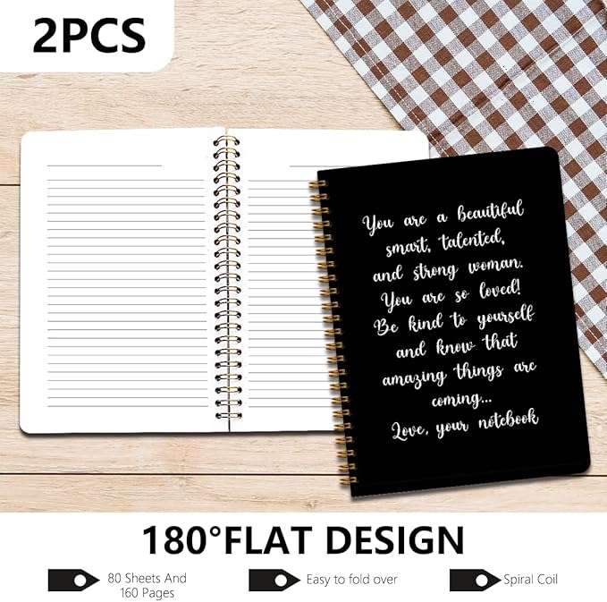 2pcs Christian Spiral Notebook, Appreciation Gifts for Women College Ruled Spiral Notebook, Inspirational Gifts160 Pages Hardcover Notebooks Journals for Writing Travel Business Office