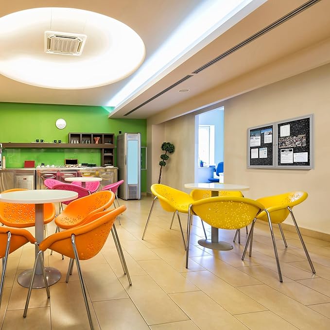 Ghent 48" x 60" 2-Door indoor Enclosed Recycled Rubber Bulletin Board, Shatter Resistant, with Lock, Satin Aluminum Frame,Confetti (PA245TR-CF),Made in the USA