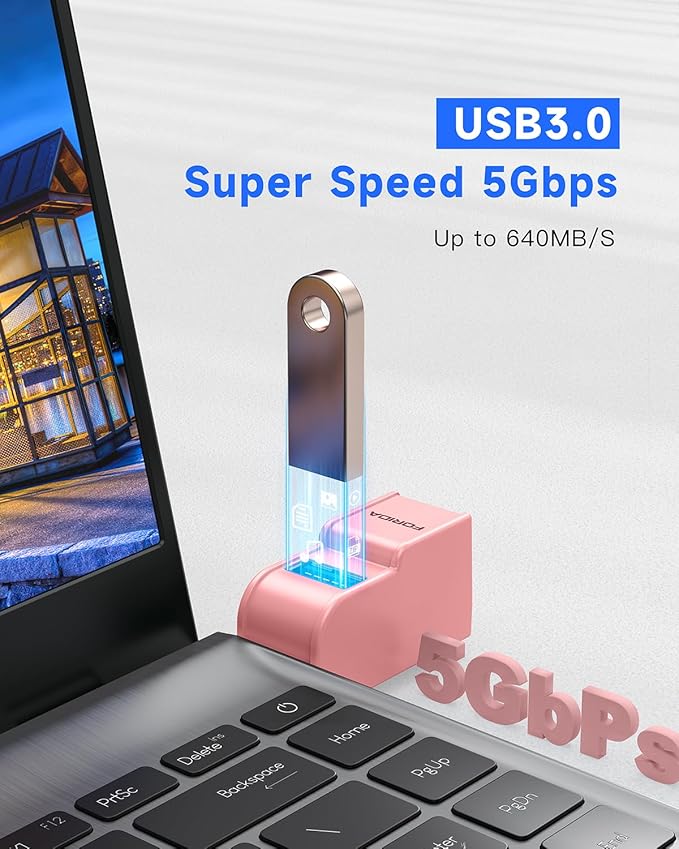 3 Ports USB 3.0 Adapter, USB Hub with 1 USB 3.0 and 2 USB 2.0 Port, Portable USB Port Splitter for Keyborad, Mobile Hard Disk, U Disk, Camera, Mouse,etc (Pink)