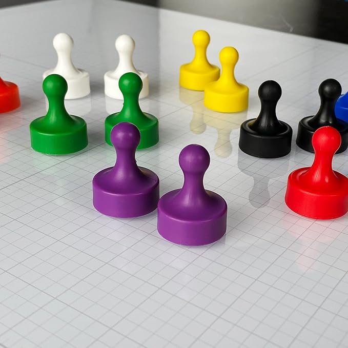 GLASSBOARD STUDIO Powerful Neodymium Magnets, Pawn-Shaped - Strong Fridge/Refrigerator and Whiteboard Magnet, Ideal for Office, Kitchen, Crafts - Rare Earth, Heavy Duty (8, Black)