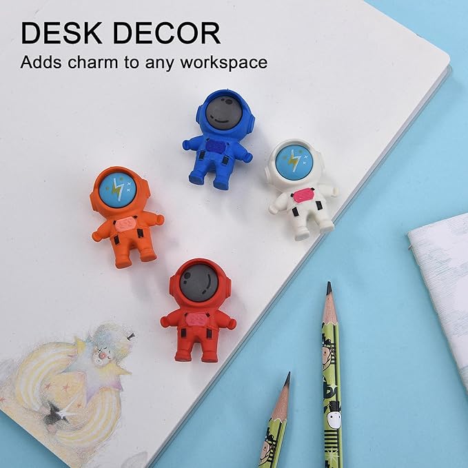 20Pcs Outer Space Themed Erasers for Kids Bulk, Kawaii Cute Spaceman Eraser for School Classroom Supplies Party Favors