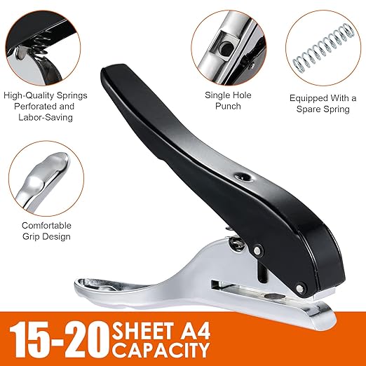 Hole Punch 3/8 inch-10mm Single Hole Punch,Heavy Duty Hole Puncher Single,Paper Punch Portable Hand Held Long Hole Puncher for Paper Cards Plastic Cardboard