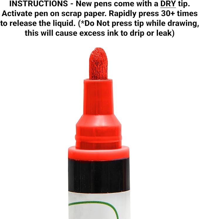 Glass Pen Window Marker: Liquid Chalk Markers for Glass, Car Marker or Mirror Pen with Washable Paint - Car Windows, Mirror, Storefront Windows, Parade & Party, Holiday (Red, Fine Tip)