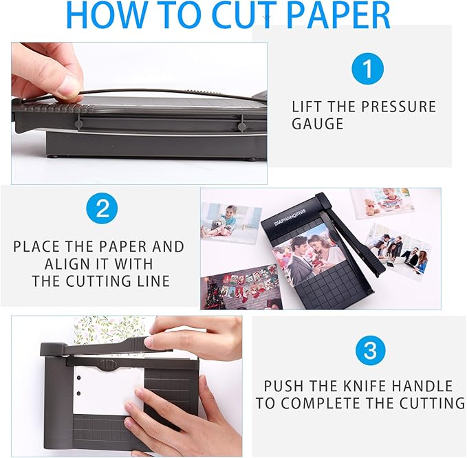 Guillotine Paper Trimmer, Mini Compact Paper Cutter, 1/4-Inch Grid for Precision Cutting, Straight Cuts Up to 3 Sheets, Perfect for Photos,Coupons,Card Making and Small Craft Projects (Grey)