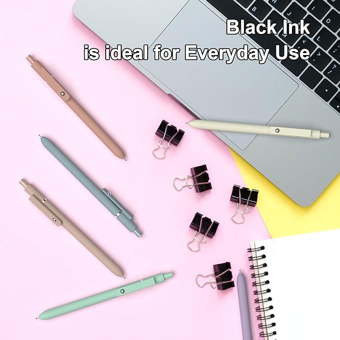 Gel Pens,0.5mm Quick Dry Black Ink Pens Fine Point Smooth Writing Pens, Nurse Aesthetic Cute Pens stationary for women,Pens Ballpoint for School Office Home(10 Pcs Morandi-Black Ink)