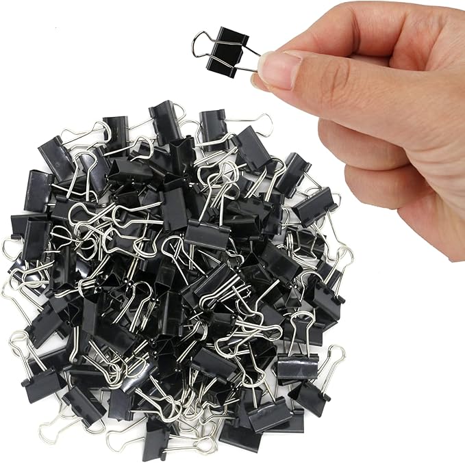 120 Pack Mini Binder Clips, Black Binder Clips, Small Paper Clips 15mm 5/8 Inch. Micro Size Office Clips for Home School Office and Business.