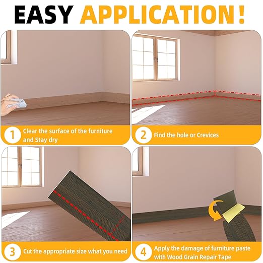 GSCIT Club Brown Walnut Wallpaper, 15.7 inch X 25ft Self Adhesive Wood Grain Repair Tape Patch for Tables, Chairs, Baseboards, Doors, Windows, Floors, Handicraft DIY.