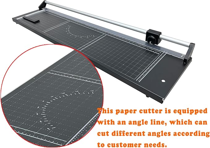 48'' Manual Rotary Paper Trimmer Cutter with an Angle Line Rolling Guillotine Paper Cutting Machine for Cutting Photo Paper, Film（Black）