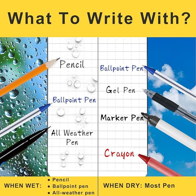 4 Pack Weatherproof Spiral Notepads A7 Waterproof Stone Paper Pocket Notebooks, Grid Pattern, Hard Cover with IN & CM Scales, Small All Weather Steno Pads for Travel, Field (3" x 5", Grey)