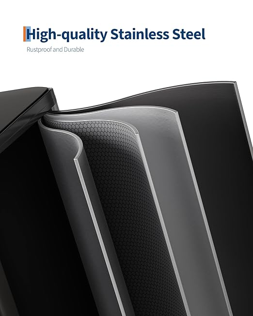 GarveeHome 2 x 10.6 Gallon Stainless Steel Double Trash Can with Lid for Kitchen, Large Dual Trash and Recycle Bin Combo, Step-on Kitchen Metal Garbage Cans, PP Inner Buckets, Liner Rim, Matte Black