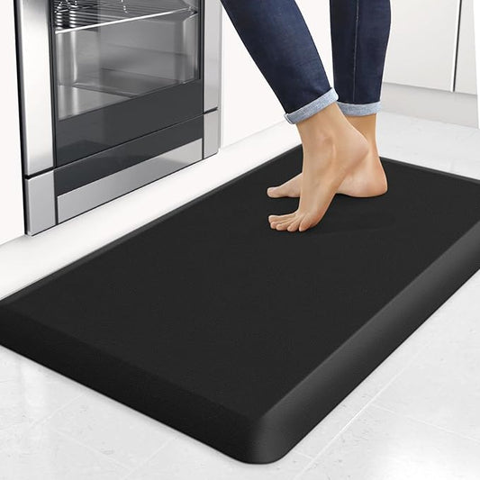 4/5 Inch Thick Kitchen Mats for Floor, StepRite Kitchen Rug for Standing Desk, Non-Slip, Thicker, Stain Resistant, Waterproof, Comfort Anti Fatigue Floor Mat for Home, Kitchen, Office - Black, 32*20''
