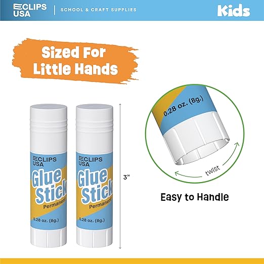 Glue Sticks Bulk (25 Pack), Glue Sticks for Kids Or Adults, Washable Glue Sticks, Glue Sticks Bulk Classroom, Craft Glue, School Supplies, .28 oz, 8 Grams (25 Pack)