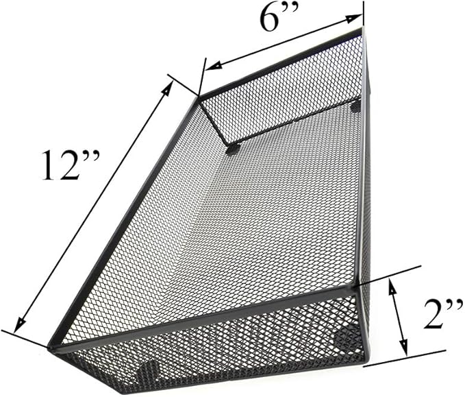 HAHIYO Stackable Mesh Tray Cup 12 x 6 x 2 inches Sturdy Container for Desk Drawer Organizer Collection for Home Office School kitchen Soft Foam Feet No Sharp Edges 1 Pack Black