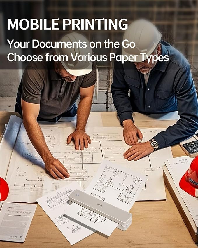 iDPRT Inkless Portable Printer for Travel, 300DPI Wireless Thermal Printer Support 8.5 x 11 Inch US Letter, A4, Small Bluetooth Printers Compatible with iOS, Android Laptop for Office Car Home, Grey