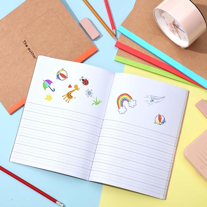Henoyso 10 Pcs 120 Pages Primary Composition Notebooks K-2, Primary Journal Grades K-2, Writing Journal Practice Notebook for Kids in Preschool, Kindergarten, Back to School Supplies (Rainbow)