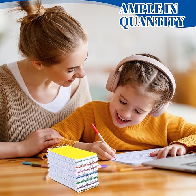 24 Pcs Small Pocket Notebooks 3 x 5 Inch Mini Memo Spiral Notepads Top Bound College Ruled Lined Note Pads for Back School Office Journaling Noting, 75 Sheets/Pad (Rainbow)