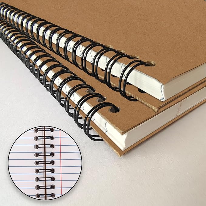 48 Pack Wide Ruled Kraft Spiral Notebook, 5.8 x 8.3, 120 Pages (60 Sheets), No-Bleed, 100 GSM, Bulk Lined Journal Notebooks for Writing, Memo Diary Planner School Travel Office Supplies