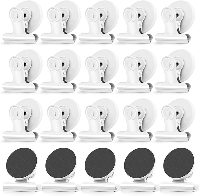 20 Pack Refrigerator Magnets, White Magnetic Clips Whiteboard Magnets, Magnet Clips Heavy Duty Fridge Magnets for Photo Displays, Home, Office, Classroom