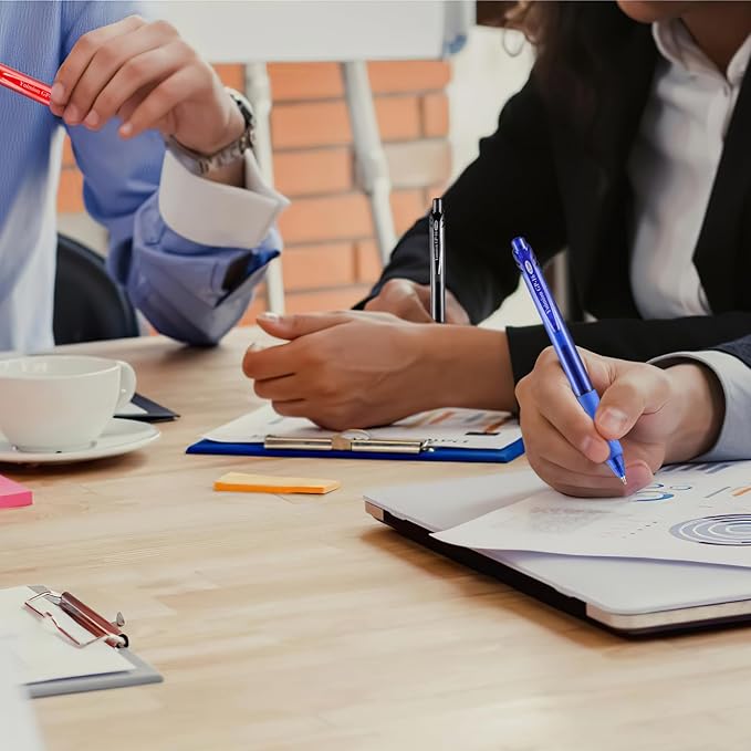 Gel Pens, 8 Pack Retractable Gel Ink Rollerball Pens Fine Point (0.5mm) for Smooth Writing, Black Red Blue Ink, for Women Men Journaling, School and Office Supplies