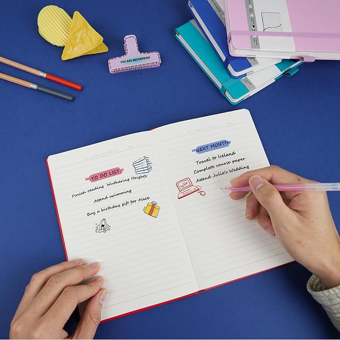 4 Pack Lined Journal Notebooks for Work, Travel, College, A5 Size 100 GSM Thick Paper, Classic Ruled, Hardcover Notepad for Writing 160 Pages, 5.5 x 8.3 inch, 4 Light Multicolors