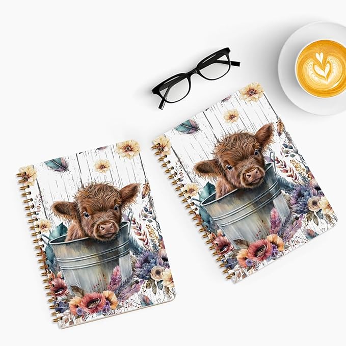 2Pcs Spiral Notebook, Cow College Ruled Spiral Notebook, Cow Print Stuff 160 Pages Hardcover Notebooks Journals for Writing Travel Business Office, Funny Aesthetic Notebooks for Women