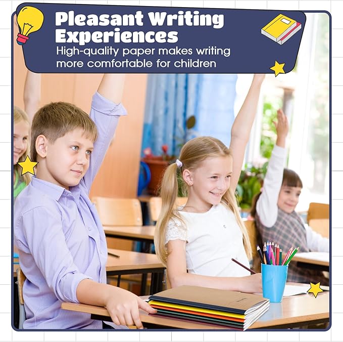 Henoyso 20 Pcs Primary Composition Notebook 9 3/4 x 7 1/2 Inch Kids Journal, Back to School Supplies, K-2 Primary Writing Notebook for Kids Student Draw and Write Story Journal (Jewel Tone Color)