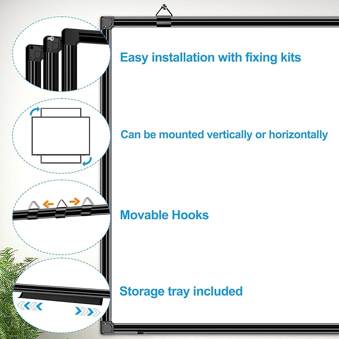 H-Qprobd 60"x40" White Board for Wall Large Magnetic Dry Erase Board with Black Aluminum Frame, Presentation Whiteboard Suitable for Home, Office, Classroom & Kitchen