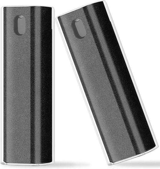 2 Pcs Fingerprint Proof Screen Cleaner, 3 in 1Touchscreen Mist Cleaner Spray Wipe Cleaner Screen Cleaner Soft Fiber Flannel,Safe for All Phones Glasses Tablet Laptop TV Watch Screens (Black)