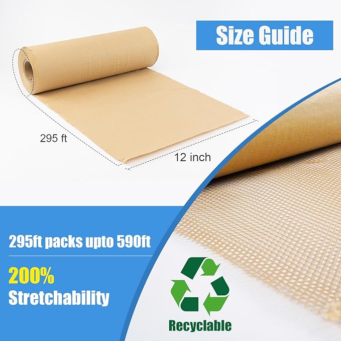 Honeycomb Packing Paper for Moving Breakables 12" x 295 FT Bulk Packing Materials for Household, Bubble Cushioning Wrap Roll Eco Friendly Packaging Shipping Supplies for Dishes