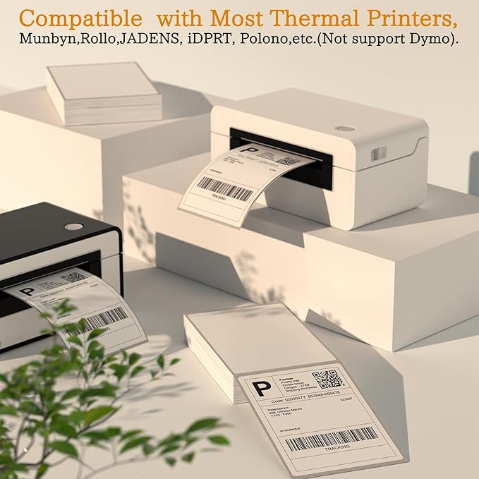 4" x 6" Thermal Labels, 2000 Fanfold Labels, Direct Thermal Shipping Label Compatible with Nelko, Rollo, Zebra, Brother, Orgbro, Munbyn, Jadens Shipping Label Printer, Commercial Grade