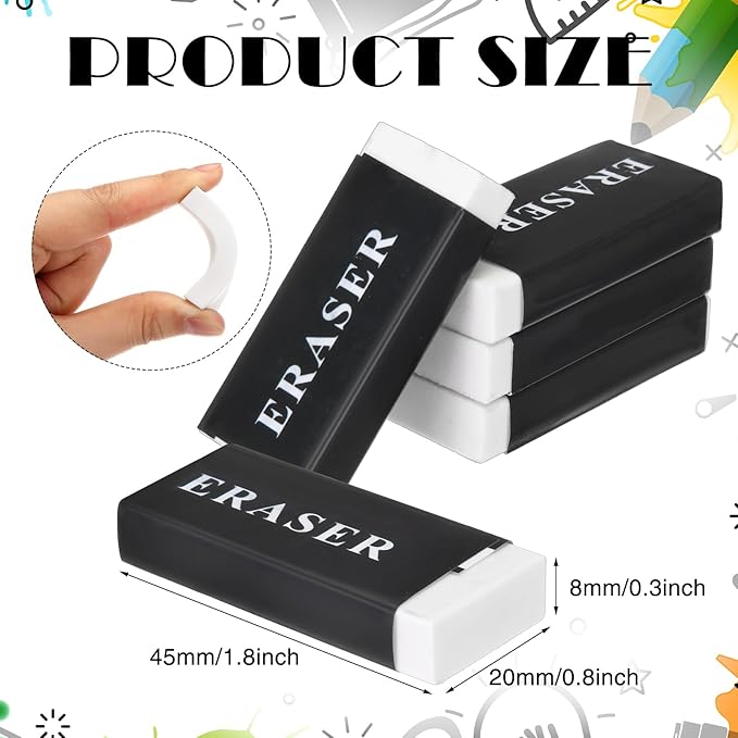 300 Pieces White Pencil Erasers Bulk Soft Art Erasers Pencil Erasers Large Rubber Erasers for Drawing Kids Student Artist Office Home Classroom Writing 1.8 x 0.8 x 0.3 Inch