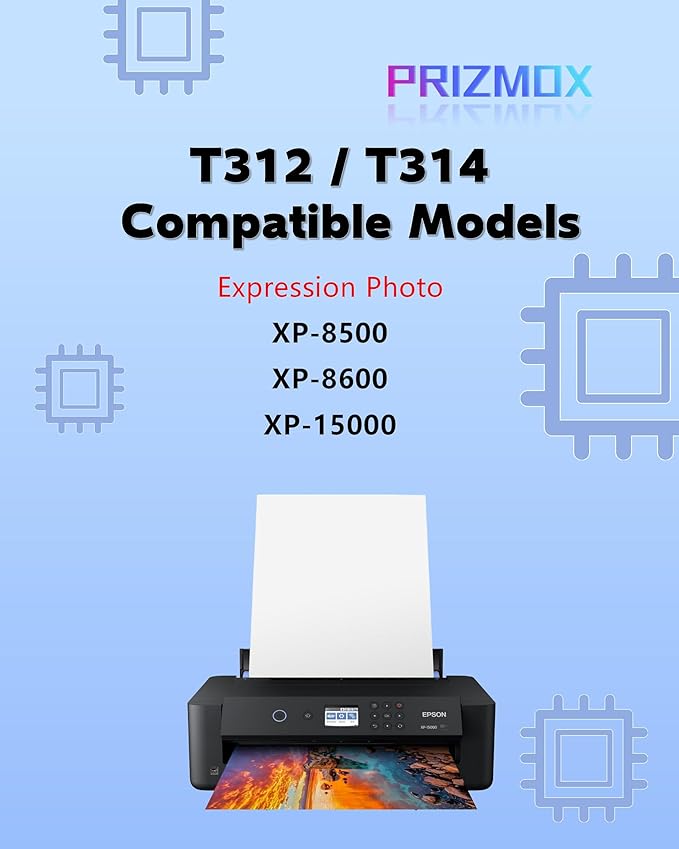 312XL 314XL XP-15000 Remanufactured Ink Cartridges Replacement for 312 314 XL T314XL Ink Comptible for Expression Photo XP15000 Printer(6-Pack)