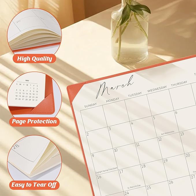 Gannyfer Desk Calendar 2025-2026 with Desktop Mat, Simplified Large 22" x 17" Desktop Pad Calendar, 18 Month Table Calendar from Jan 2025 to Jun 2026, Office Supplies Perfect for Home School and Office - Orange