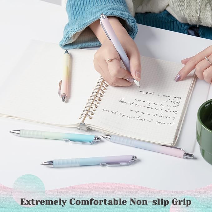 Gel Pens Fine Point 0.7mm Black Ink Gel Pen Retractable Cute Pens for Smooth Writing School Office Supplies, Pack of 12