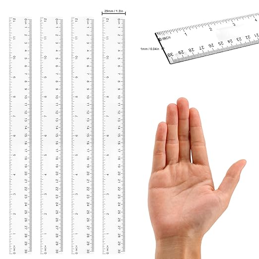 200 Pack 12 Inch Plastic Rulers Bulk, Clear Plastic Ruler, Transparent Ruler with Dual-Scale Measurement, Easy to Store, for Home, Office, Practical Use by KUKLIPJIM