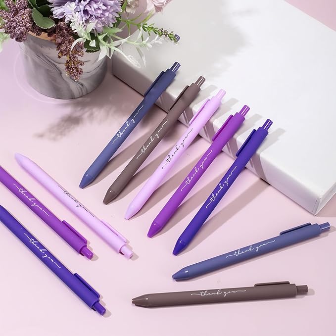 30pcs Thank You Pens Bulk Cute Multicolor Ballpoint Pen for Men Women Server Accessories Employee Holiday Appreciation Gifts for Teacher Office Back to School Party Favor (Purple)