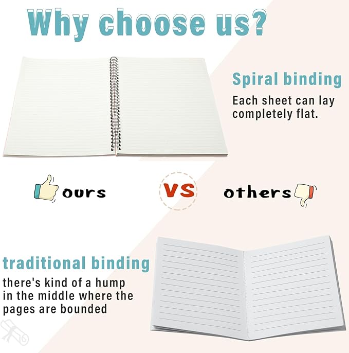 Fuutreo 12 Pcs Spiral Notebook for Work A5 8.3 x 5.7 Inch College Ruled Spiral Journal Notebook Kraft Cover Ruled Paper, 12 Color, 60 Sheets, 120 Pages for Office School(Candy Color)