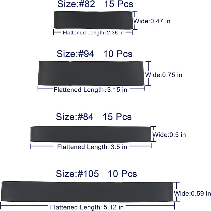 HAIDIBAO-Rubber Bands Assorted Sizes Black Mixed wide Elastic Bands for for Survival Office Supply size82,size#94,size#84,size#105 Tactical Rubber Bands